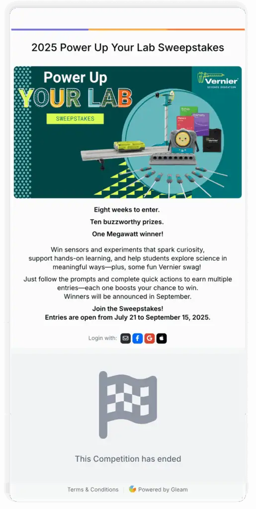 The sweepstakes are now closed for entry.